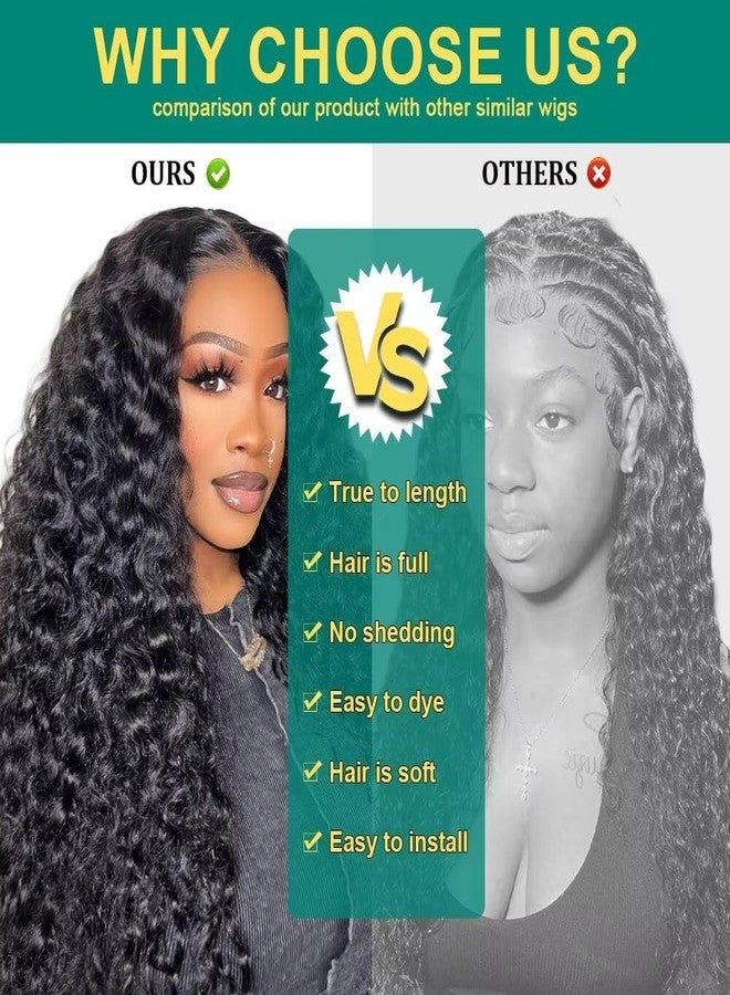 Sweetie 24 Inch Deep Wave Lace Front Wigs Human Hair 210% Density 13x4 HD Transparent Lace Frontal Wigs Deep Curly Human Hair Wig for Women 12A Deep Curly Wigs Human Hair Pre Plucked with Baby Hair - Image 4